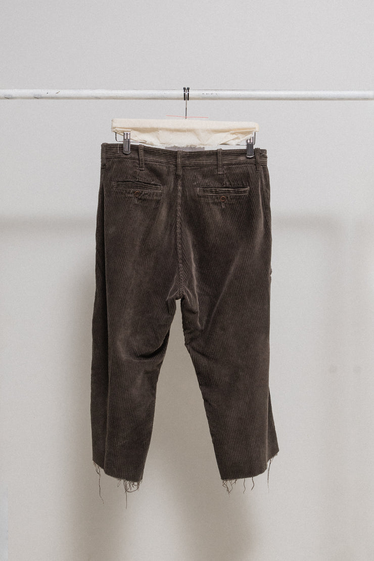 (New Arrival) RICK OWENS - FW03/FW05 Cotton corduroy wide pants with raw cut edges