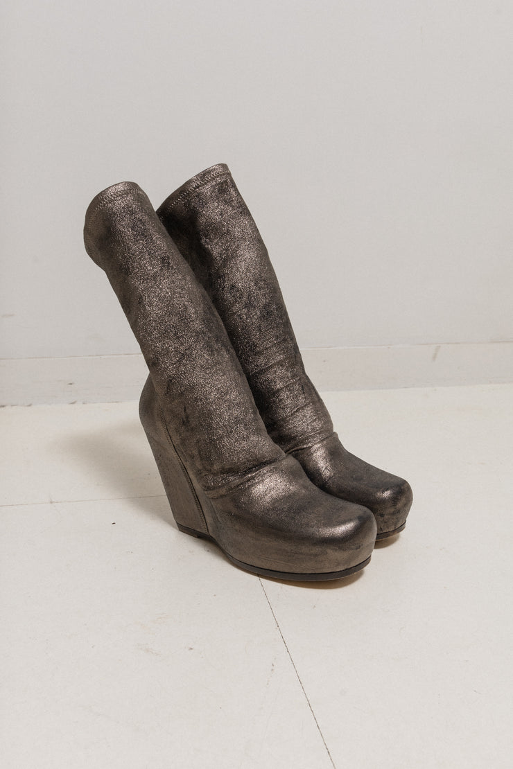 (New Arrival) RICK OWENS - Glittery high wedge boots