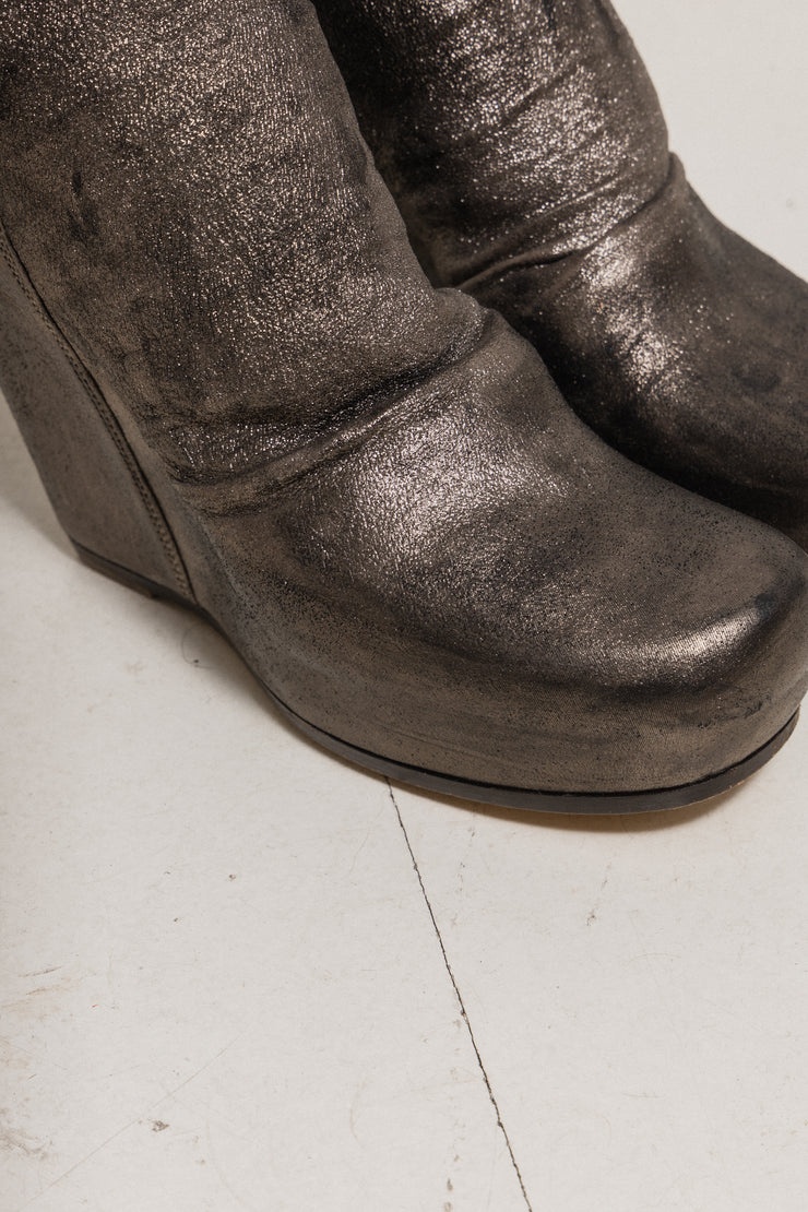 (New Arrival) RICK OWENS - Glittery high wedge boots