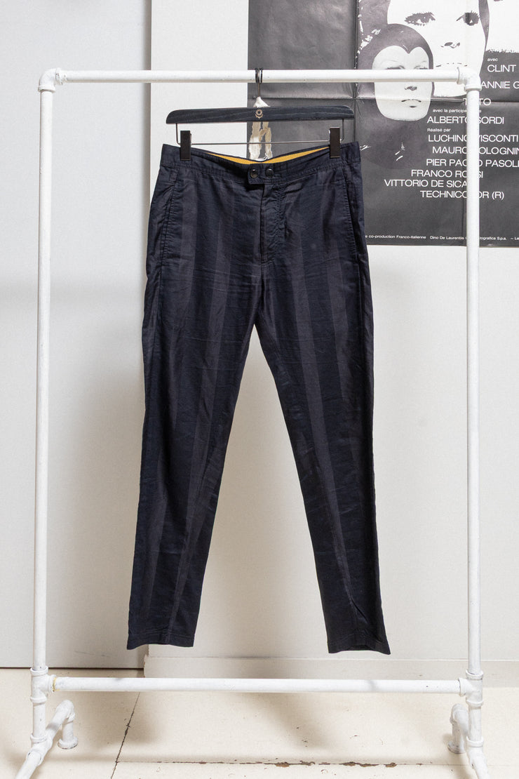 パンツ ann demeulemeester : pants ANN DEMEULEMEESTER - SS16 Cotton and silk striped pants – L'OBSCUR