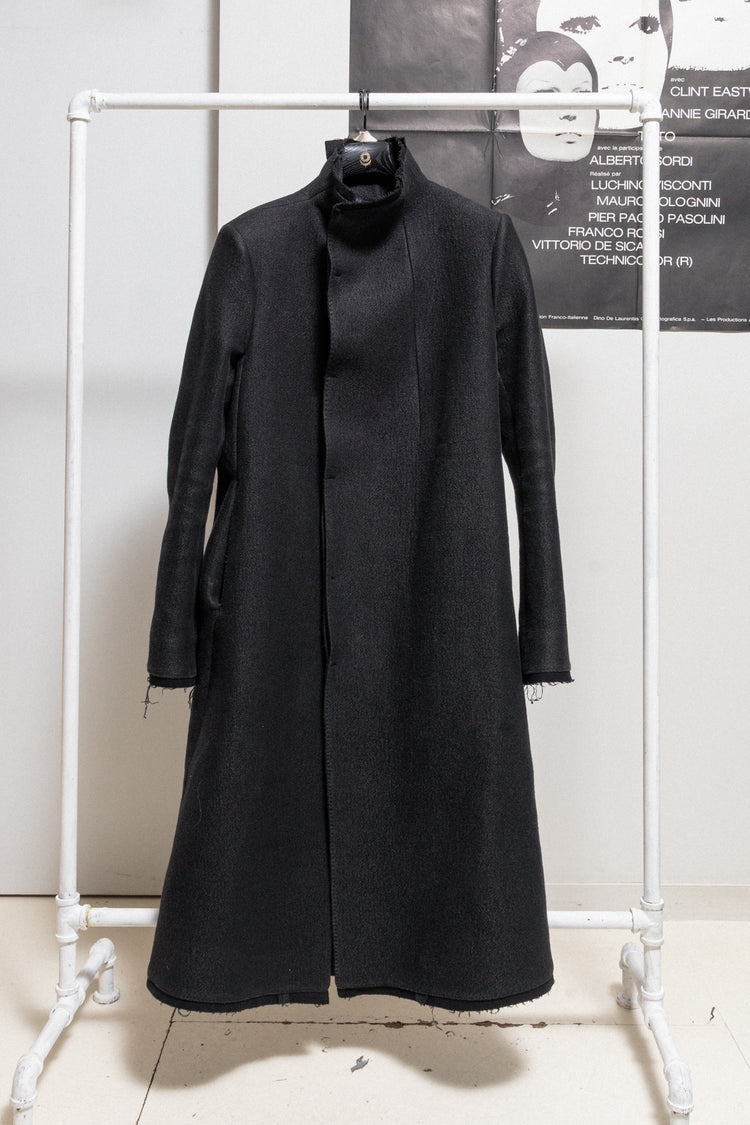 BORIS BIDJAN SABERI　2015AW　コート2　XL BORIS BIDJAN SABERI - Heavy wool and linen long coat with frayed