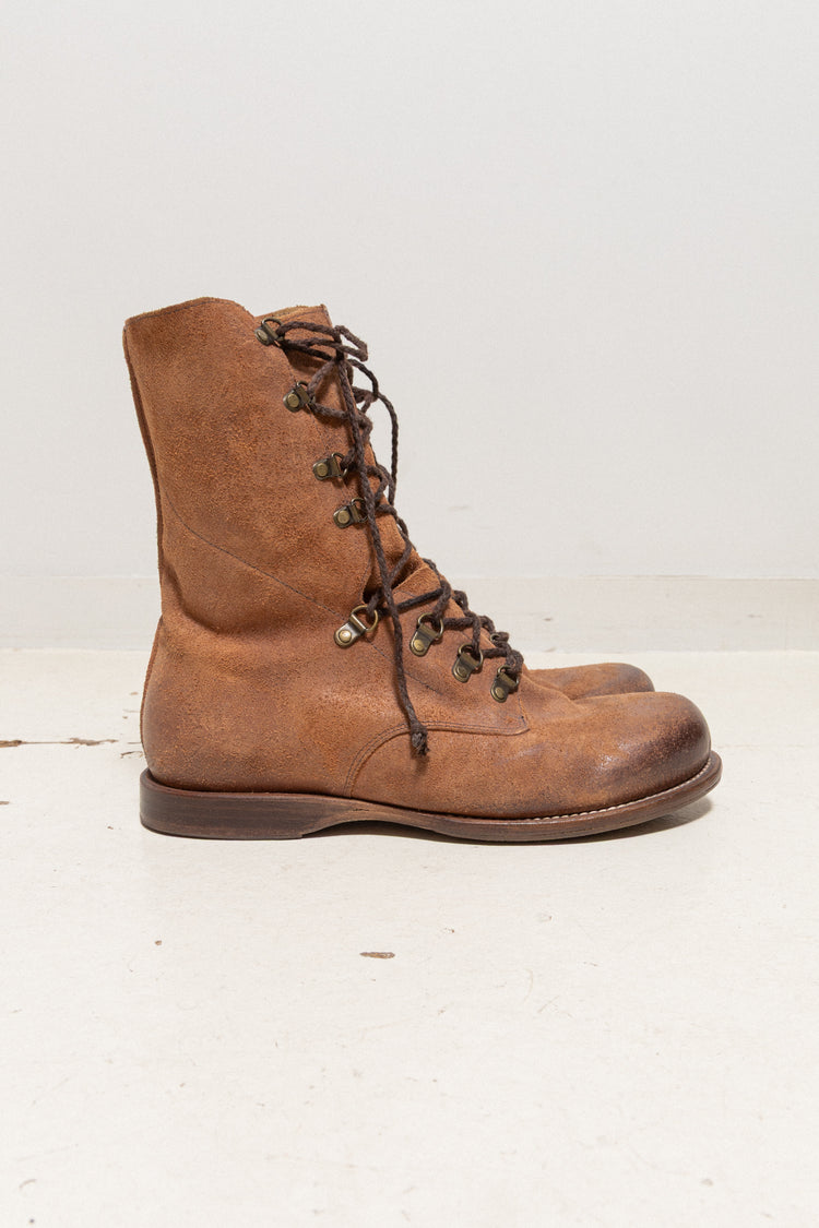 CHEREVICHKIOTVICHKI - Reverse horse leather camel lace up boots