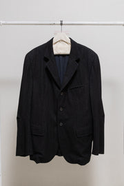 ANN DEMEULEMEESTER - FW99 / FW00 Textured wool jacket with elbow darts