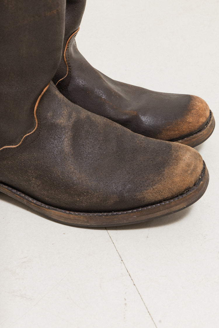 UNDERCOVER - FW04 “But Beautiful” Aged high leather boots with 