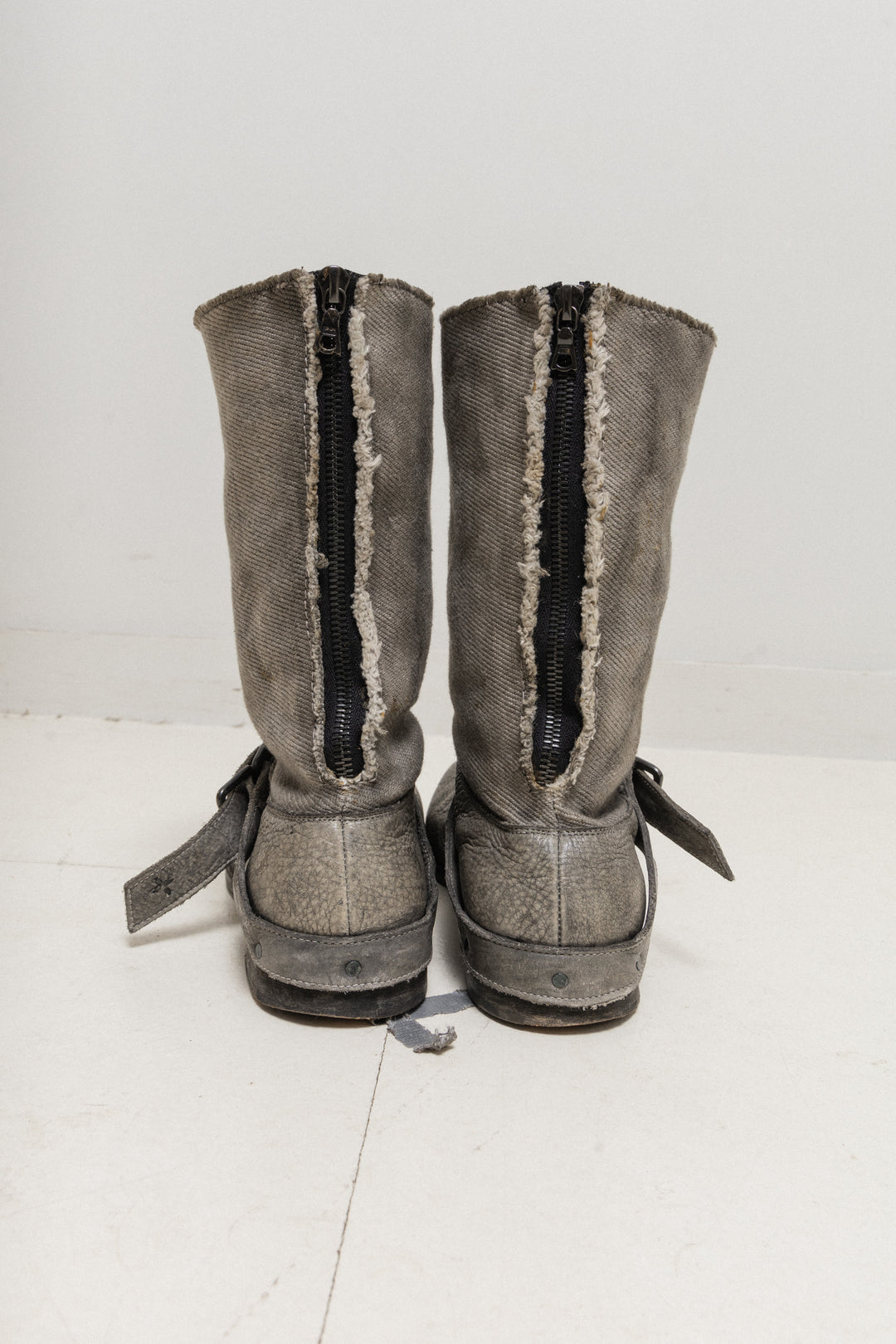 MA+ - Leather and canvas engineer buckle boots – L'OBSCUR