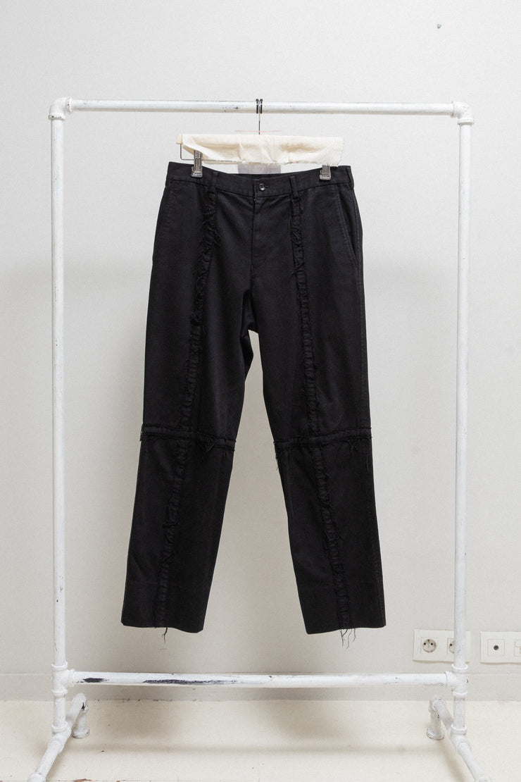 COMME DES GARCONS HOMME - Wide cotton pants with frayed cross seams