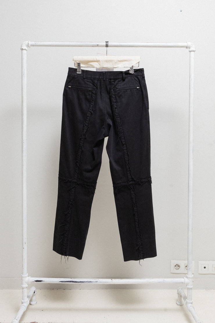COMME DES GARCONS HOMME - Wide cotton pants with frayed cross seams