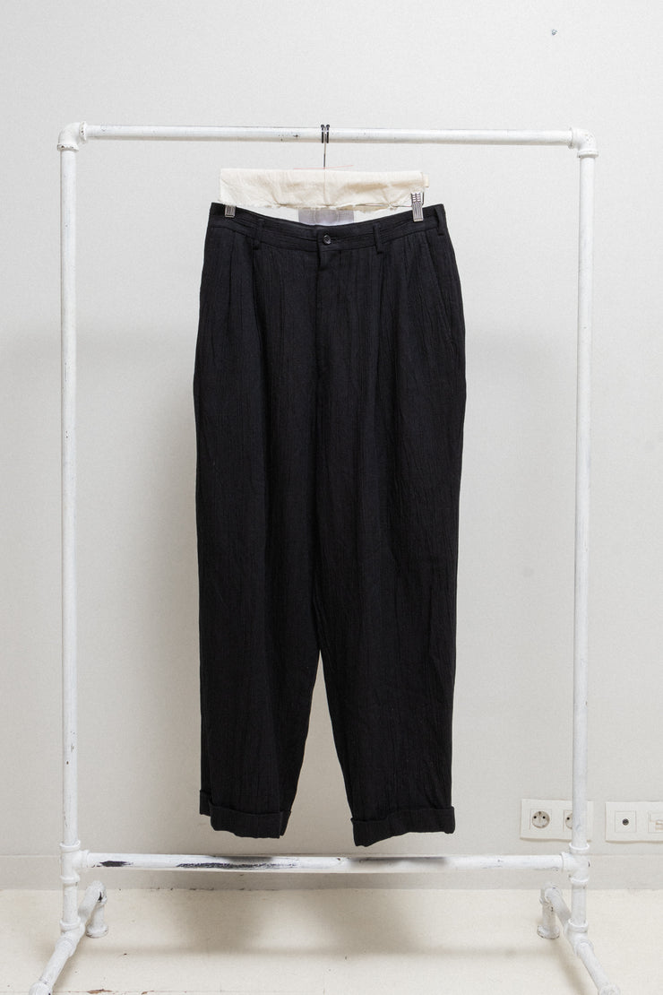 COMME DES GARCONS HOMME - SS00 Linen and wool wrinkled wide pants
