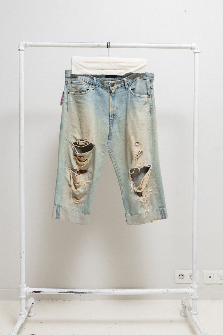 UNDERCOVER - SS05 "But Beautiful II" Wide destroyed jeans with patch details
