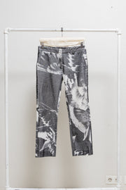 ANN DEMEULEMEESTER - SS10 Ribbed cotton pants with bird print