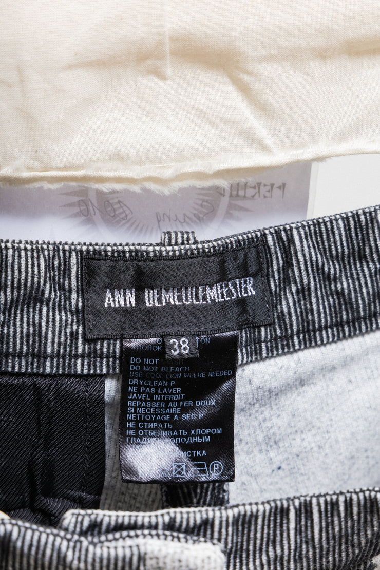 ANN DEMEULEMEESTER - SS10 Ribbed cotton pants with bird print