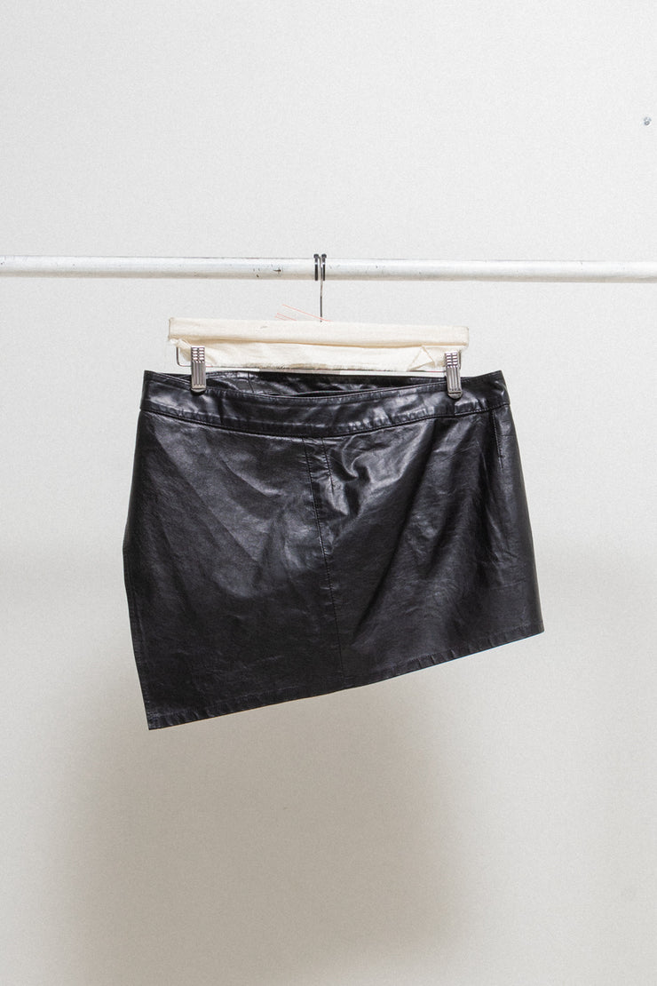 ANN DEMEULEMEESTER - Early 00’s Mini leather wrap up skirt with buckled strap belt