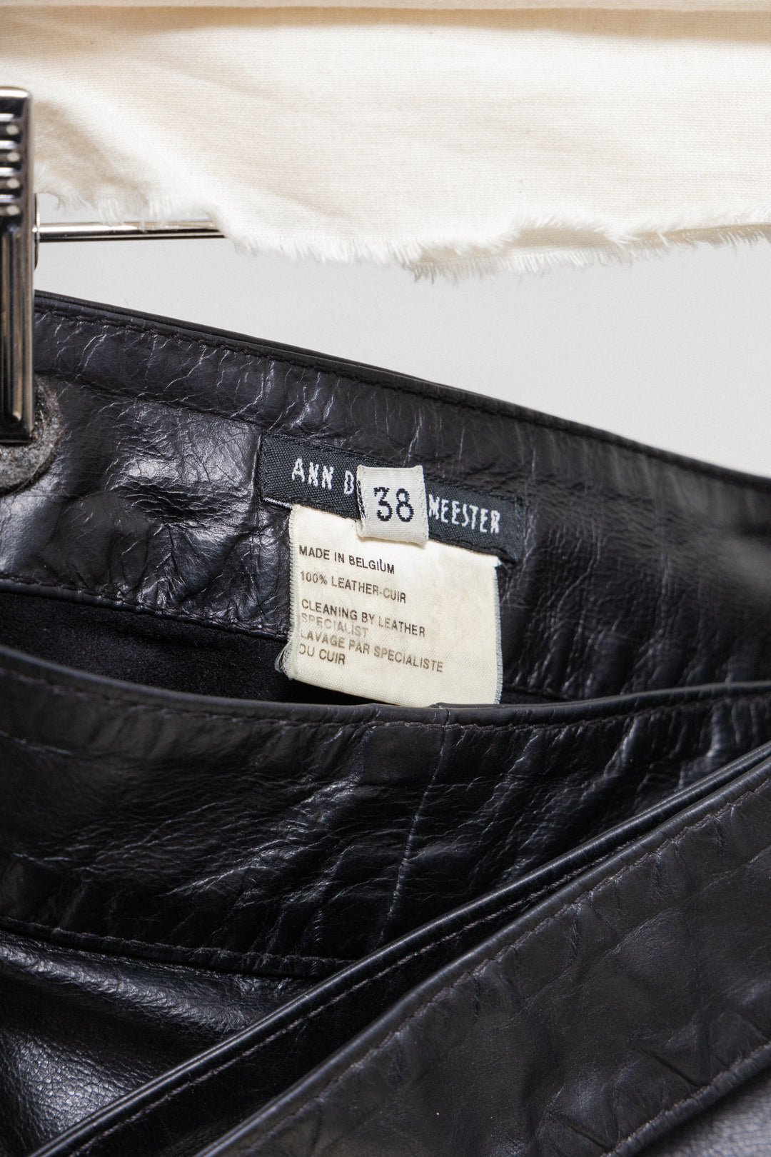ANN DEMEULEMEESTER - Early 00's Mini leather wrap up skirt with