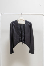ANN DEMEULEMEESTER - Leather jacket with back strap detail