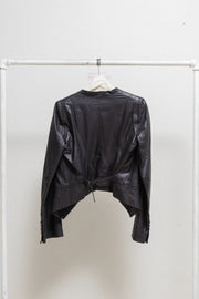 ANN DEMEULEMEESTER - Leather jacket with back strap detail