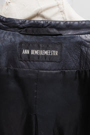 ANN DEMEULEMEESTER - Leather jacket with back strap detail