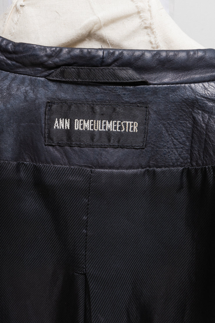 ANN DEMEULEMEESTER - Leather jacket with back strap detail
