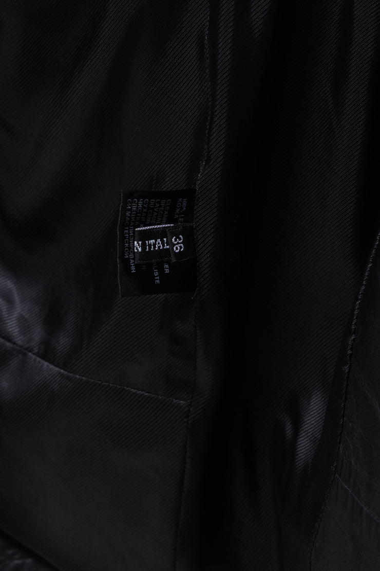 ANN DEMEULEMEESTER - Leather jacket with back strap detail