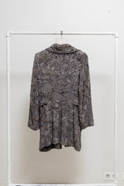 ANN DEMEULEMEESTER - FW94 Grey brown coat with textured velvet floral pattern (runway)