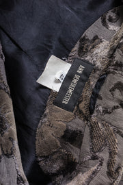 ANN DEMEULEMEESTER - FW94 Grey brown coat with textured velvet floral pattern (runway)