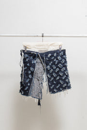 UNDERCOVER - FW00 "Melting Pot" Perforated and ripped adjustable denim apron