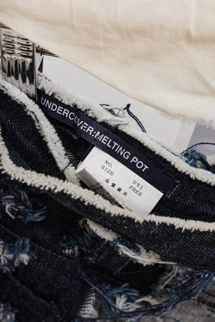 UNDERCOVER - FW00 "Melting Pot" Perforated and ripped adjustable denim apron