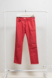 UNDERCOVER - FW00 "Melting Pot" Red slim jeans with star knee patches