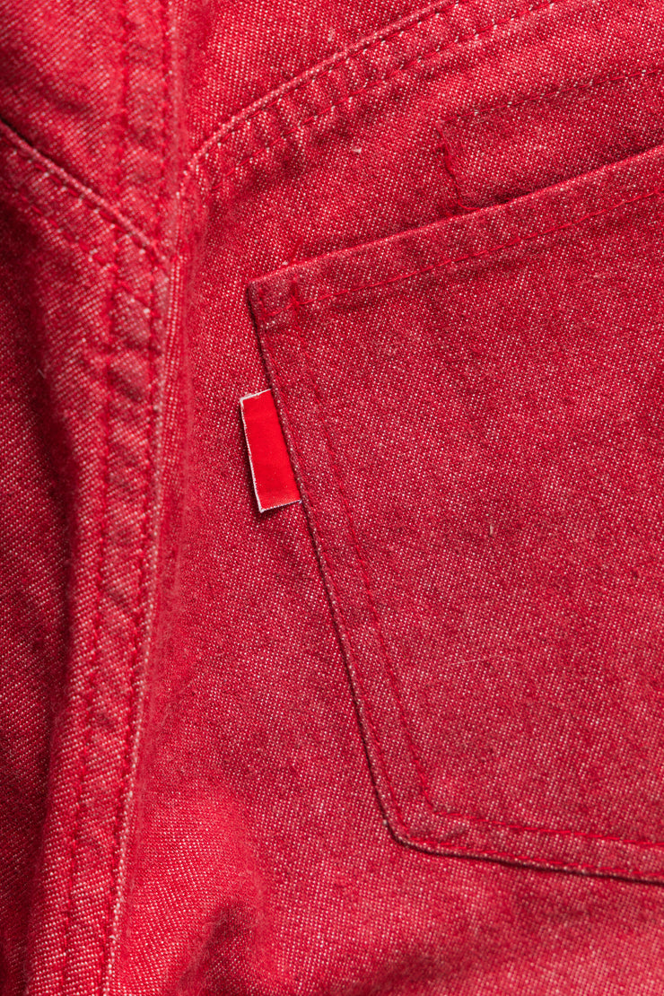 UNDERCOVER - FW00 "Melting Pot" Red slim jeans with star knee patches