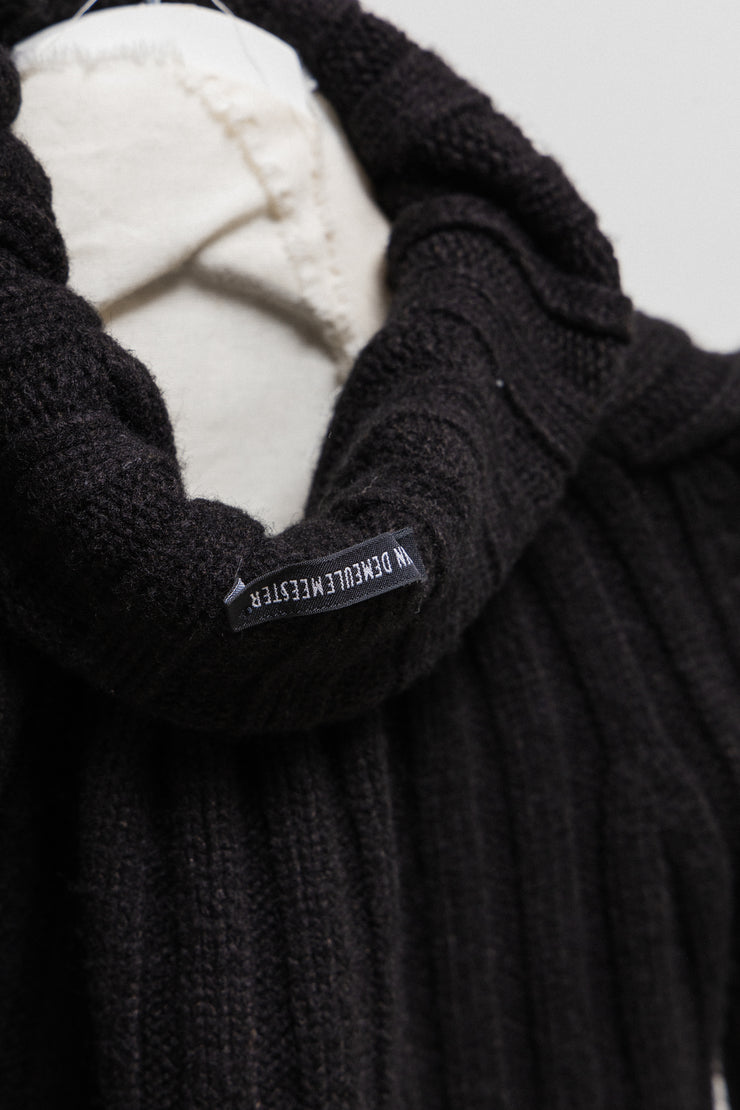 ANN DEMEULEMEESTER - FW00 Wool blend ribbed turtleneck with rolled up cuffs