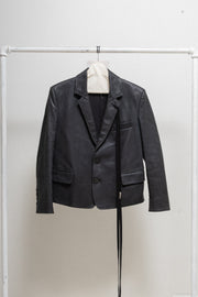 ANN DEMEULEMEESTER - SS22 Dyed calf leather blazer jacket with long straps (runway)