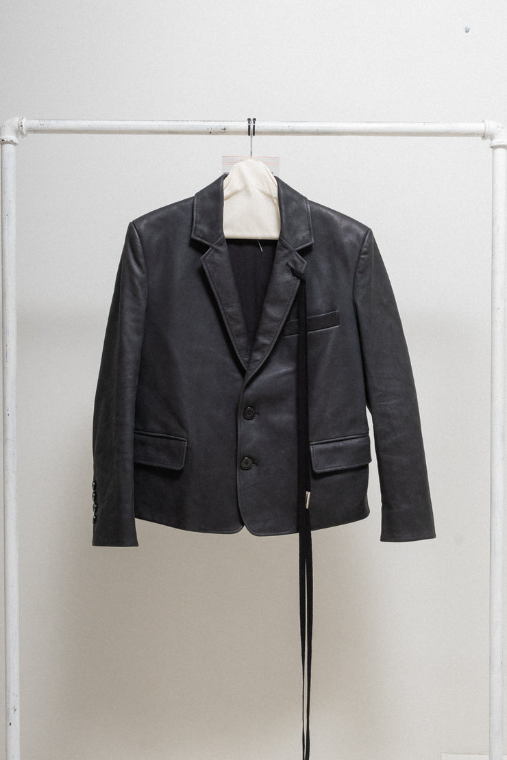 ANN DEMEULEMEESTER - SS22 Dyed calf leather blazer jacket with long straps (runway)