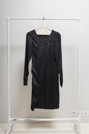 ANN DEMEULEMEESTER BLANCHE - SS14 Long cupra dress with flap detail