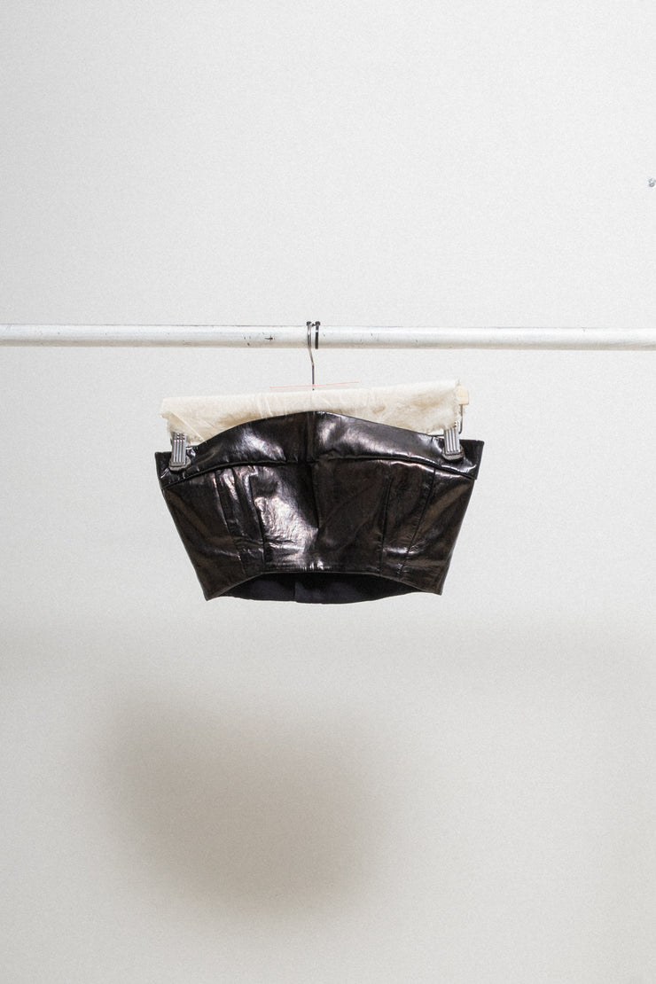 ANN DEMEULEMEESTER - SS20 Dyed lamb leather strapless top (runway)