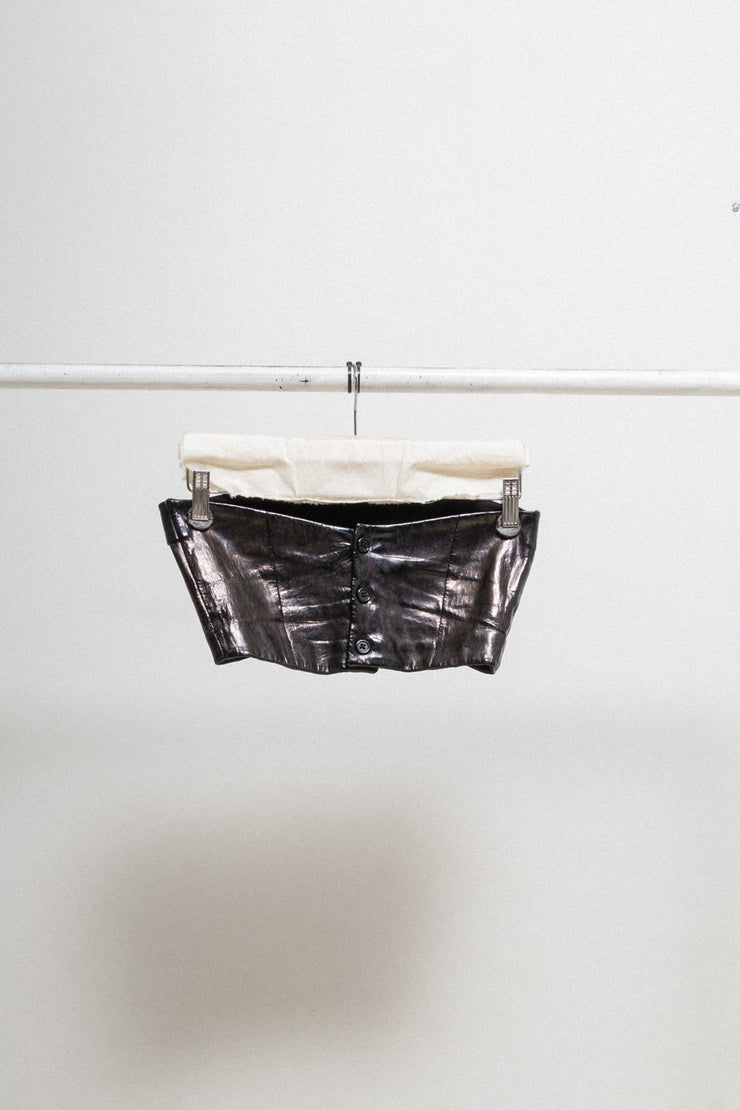 ANN DEMEULEMEESTER - SS20 Dyed lamb leather strapless top (runway)