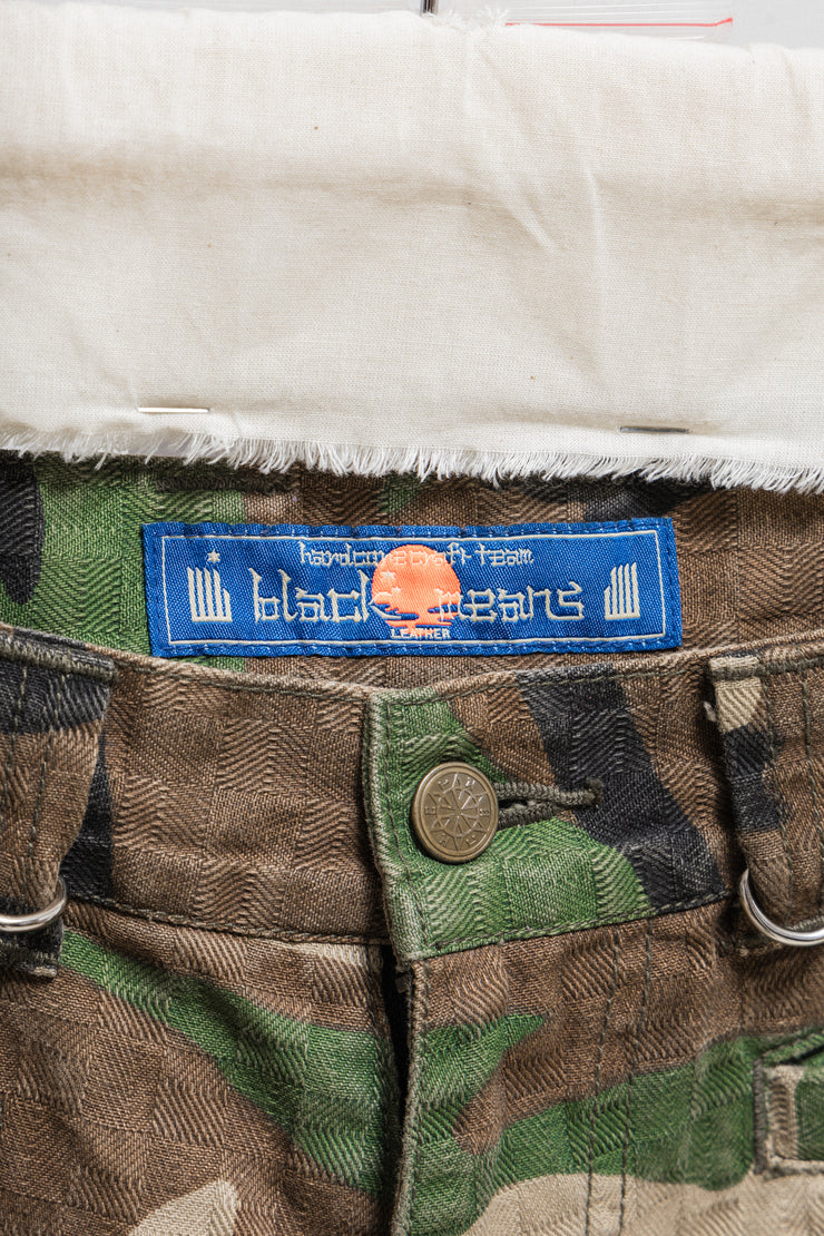 BLACKMEANS - Textured camo pants with dogi zippers