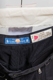 BLACKMEANS - Boro wide short pants with wool details and hand-sewn patches