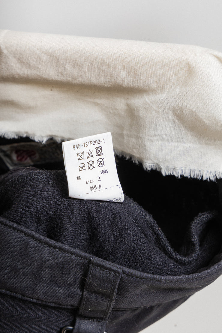 BLACKMEANS - Boro wide short pants with wool details and hand-sewn patches
