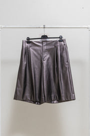 COMME DES GARCONS HOMME PLUS - SS21 Metallic faux leather wide pleated shorts