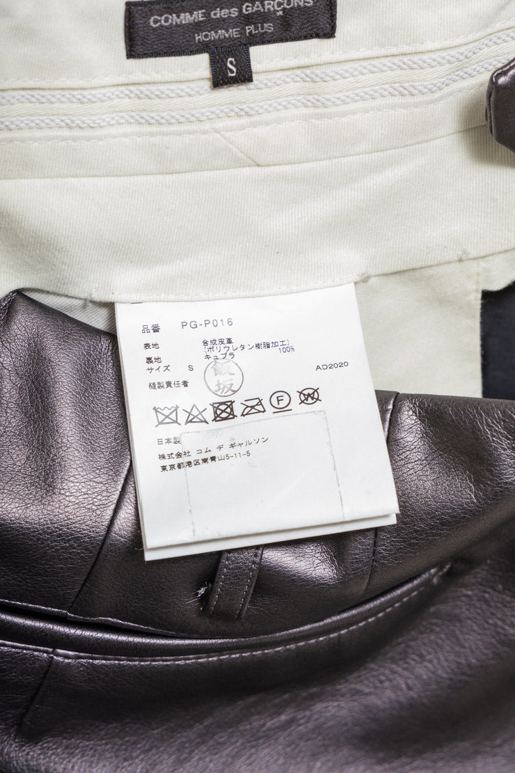 COMME DES GARCONS HOMME PLUS - SS21 Metallic faux leather wide pleated shorts