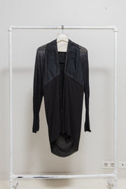 RICK OWENS - SS12 "NASKA" Silk and cotton draped vest with calf leather details