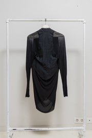 RICK OWENS - SS12 "NASKA" Silk and cotton draped vest with calf leather details