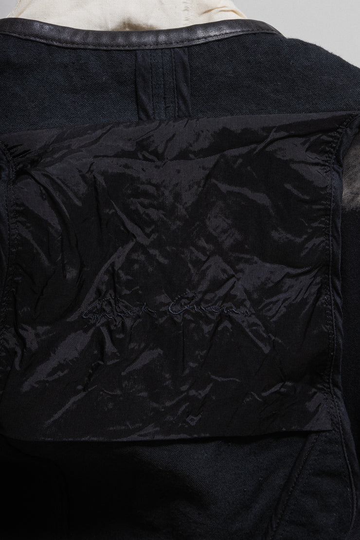 RICK OWENS - SS12 "NASKA" Silk and cotton draped vest with calf leather details