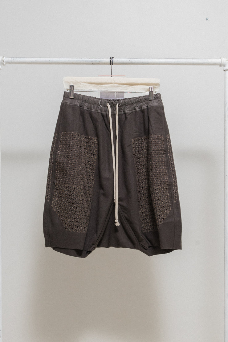 RICK OWENS - FW15 "SPHINX" Virgin wool Pod shorts with sequins details