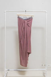 RICK OWENS - FW03 "TRUCKER" Angora wool blend dust rose draped skirt