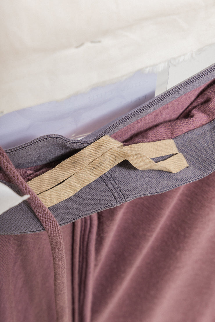 RICK OWENS - FW03 "TRUCKER" Angora wool blend dust rose draped skirt