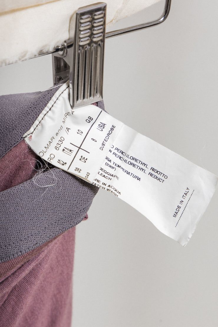 RICK OWENS - FW03 "TRUCKER" Angora wool blend dust rose draped skirt