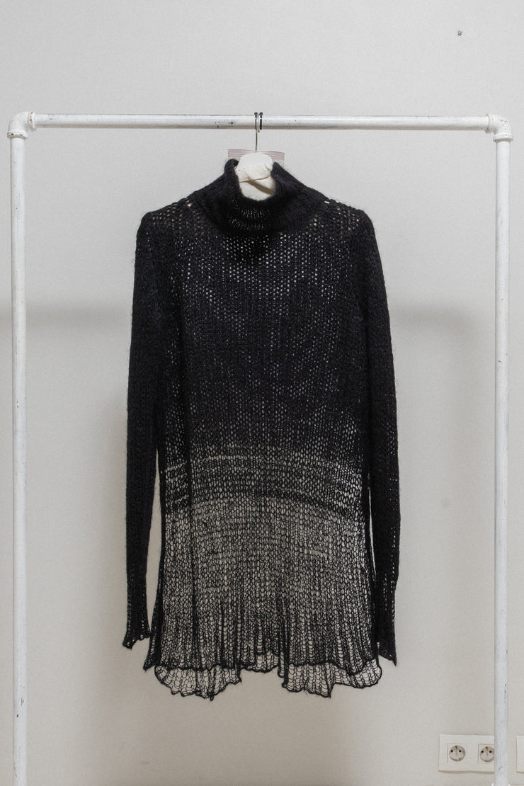 ANN DEMEULEMEESTER - Gradient loose knitted high neck sweater