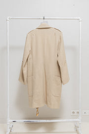 ANN DEMEULEMEESTER - FW02 Fleece wool coat with leather straps closure