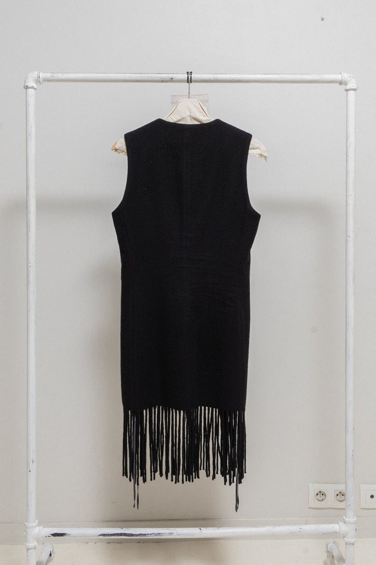 HELMUT LANG - FW92 Virgin wool button up fringed vest (runway)