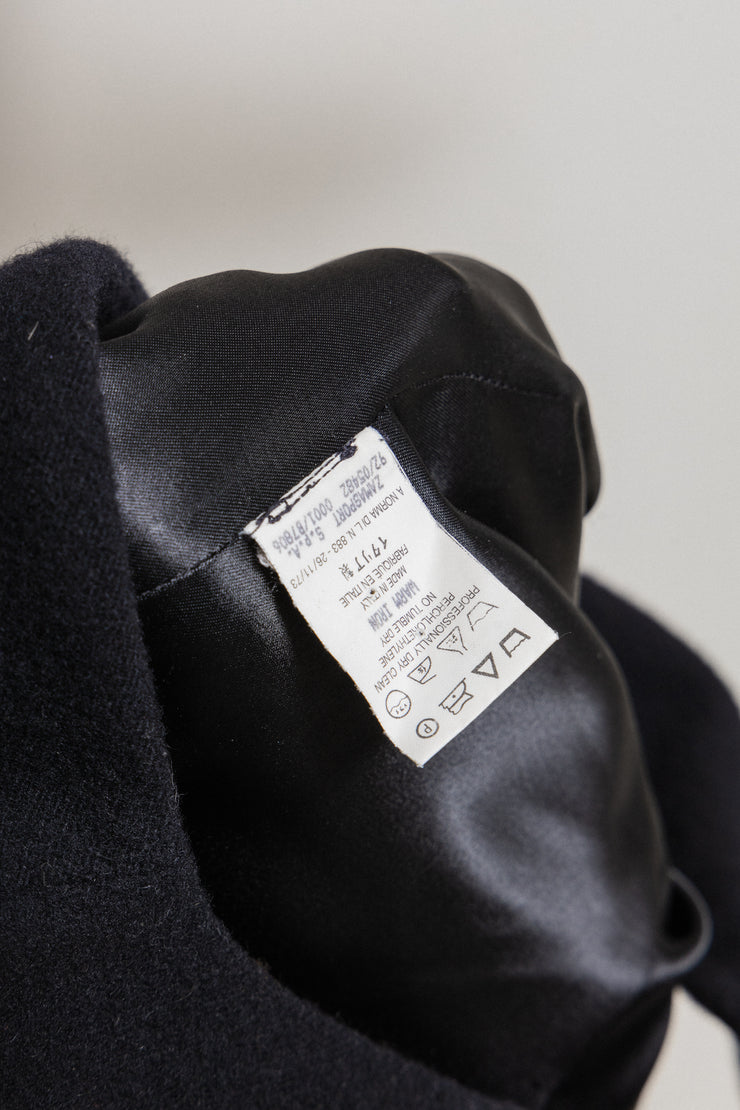 HELMUT LANG - FW92 Virgin wool button up fringed vest (runway)